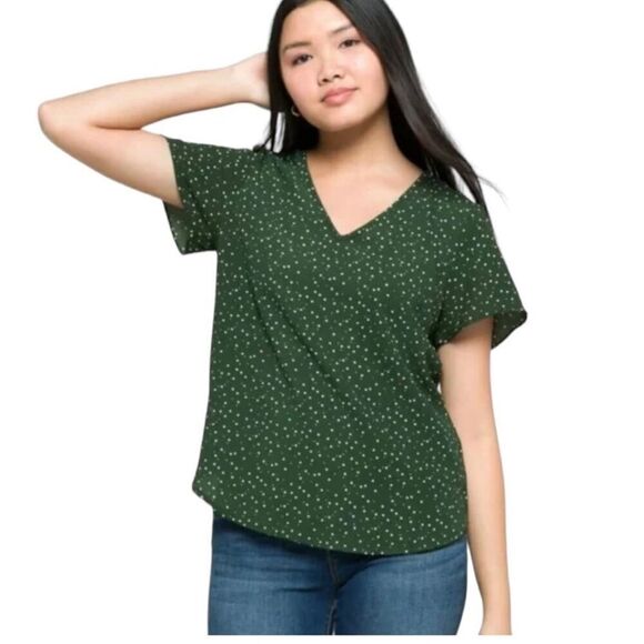 NWT Womens 41Hawthorn Zari V-Neck Jade Green Flutter Sleeve Blouse - Sz L - Picture 1 of 4